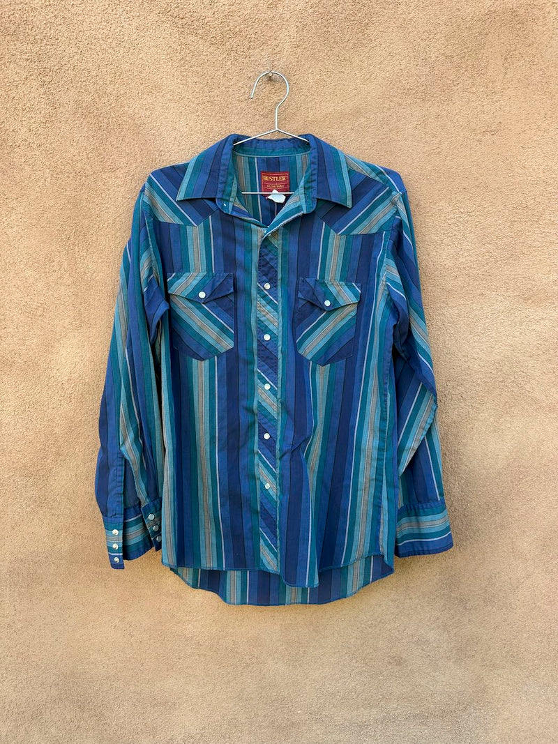 Striped Western Pearl Snap Rustler Shirt - as is