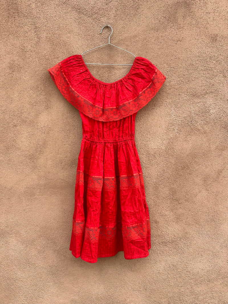 red mexican dress off the shoulder Large