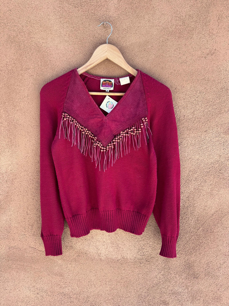 Red Miller Outerwear Sweater with Fringe & Suede