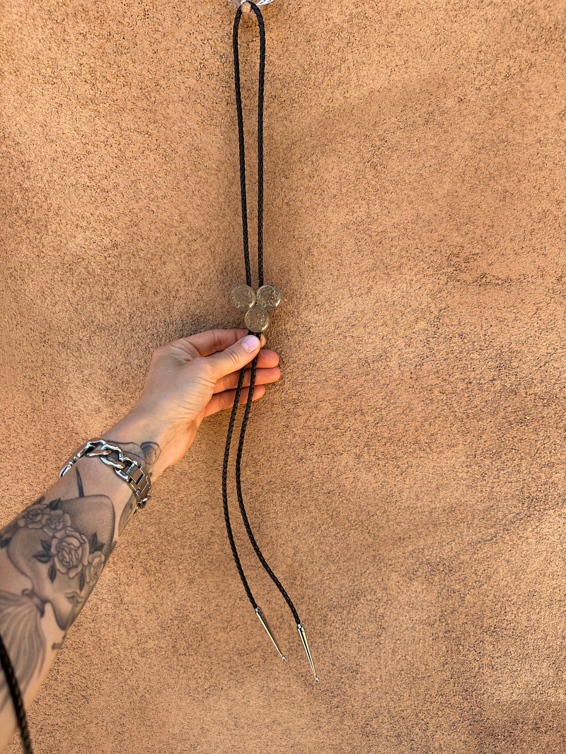 Betty Yellowhorse Buffalo Nickel Heads Bolo Tie