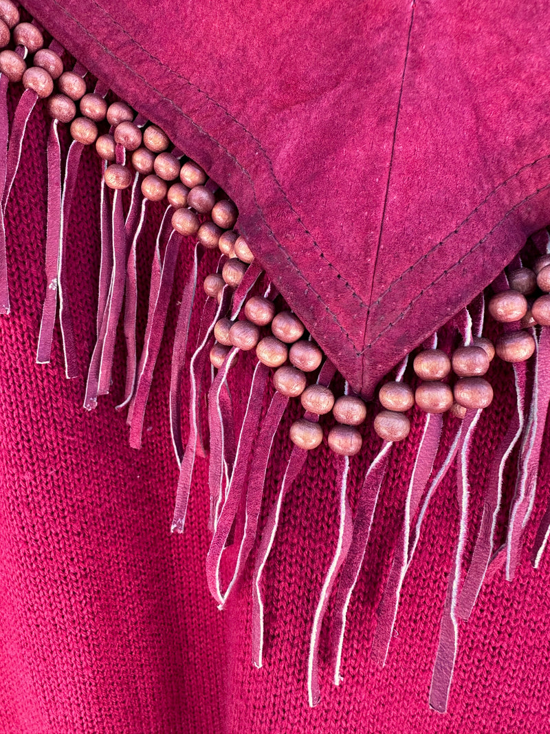 Red Miller Outerwear Sweater with Fringe & Suede