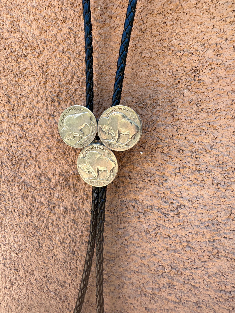 Betty Yellowhorse Bison Nickel Bolo Tie