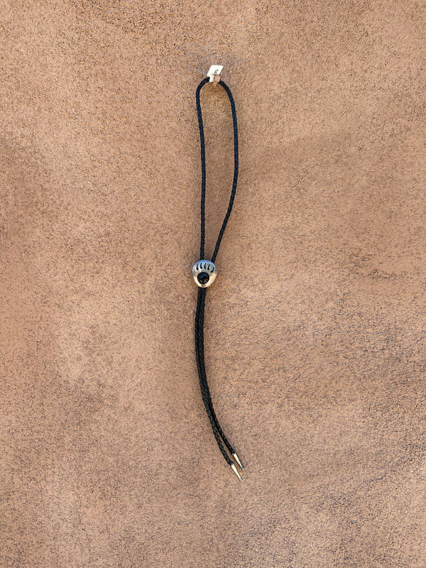 Onyx and Silver Bear Claw Bolo Tie