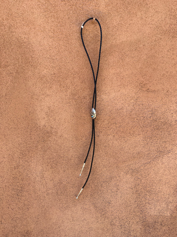Silver and Small Turquoise Bear Claw Bolo Tie