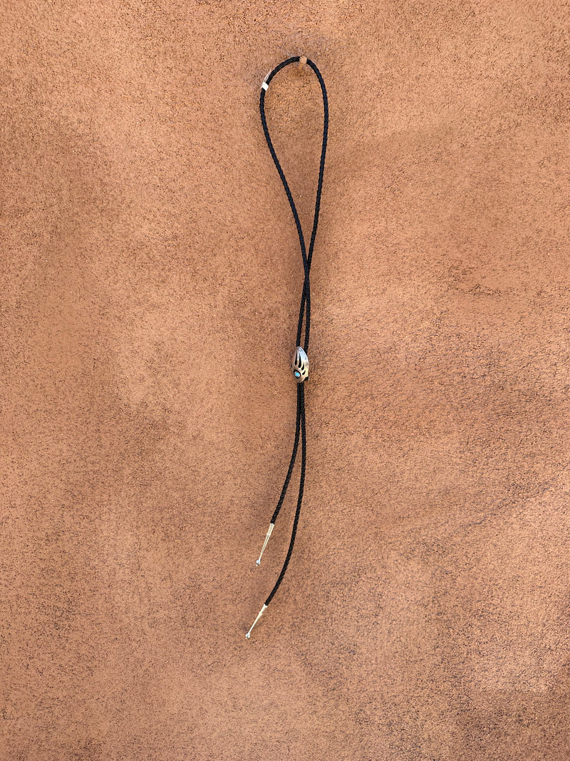 Silver and Small Turquoise Bear Claw Bolo Tie