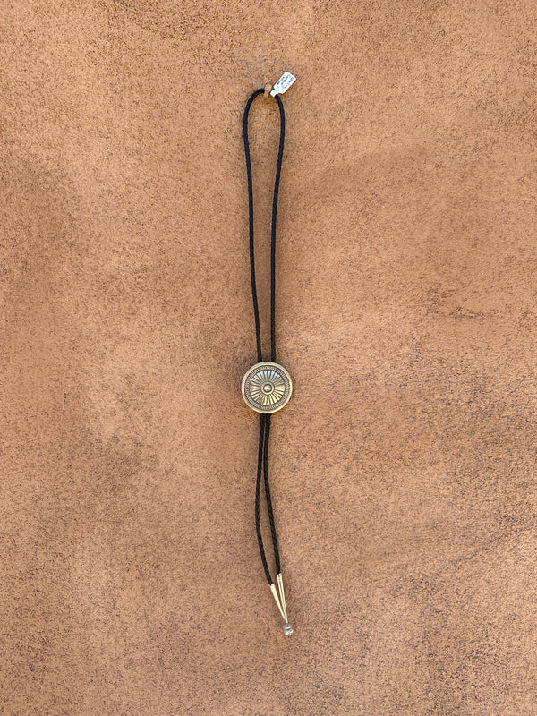 Sterling Concho Wheel Bolo Tie