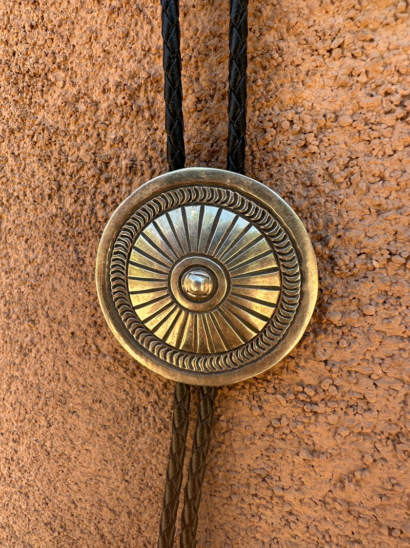 Sterling Concho Wheel Bolo Tie