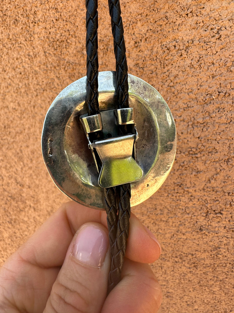 Sterling Concho Wheel Bolo Tie