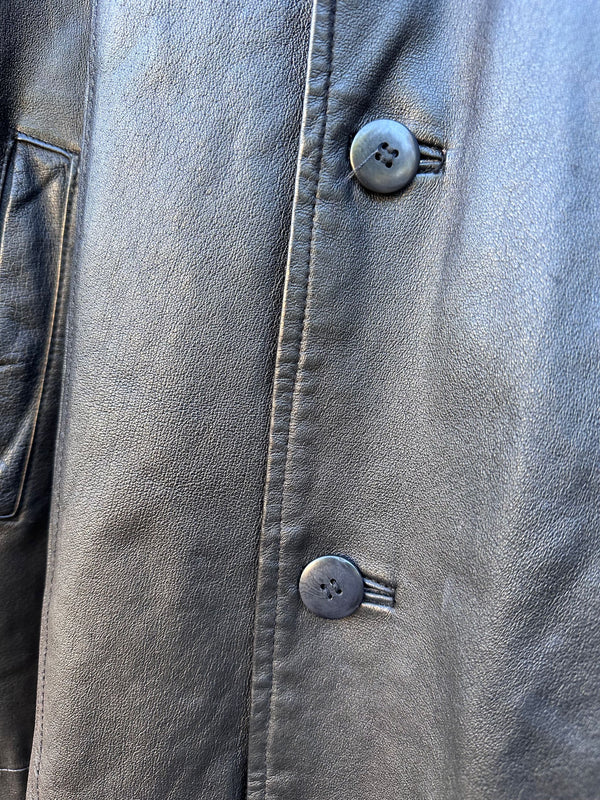 Black Leather City Streets Trench Coat