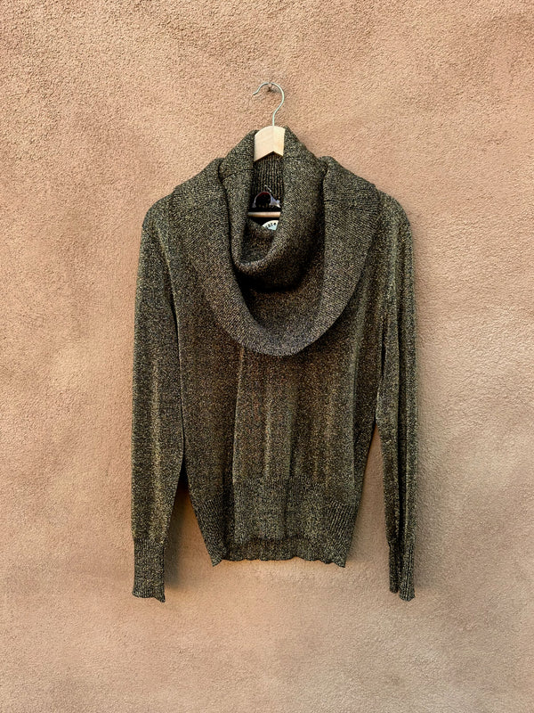 Gold Sparkle Cowl Neck Top Fluer by D. Rodrigo