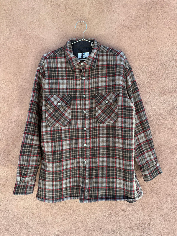Wool Blend Plaid Winter Flannel by Briggs - Shirt Jacket with Quilted Lining