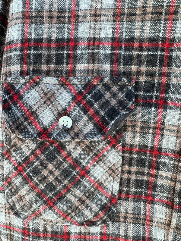 Wool Blend Plaid Winter Flannel by Briggs - Shirt Jacket with Quilted Lining