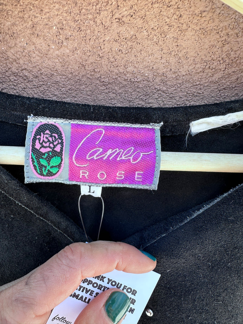 Cameo Rose Western Sweater with Suede & Fringe - as is (pilling)