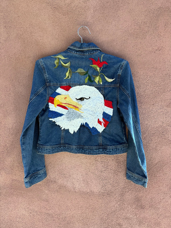 Bird Embroidery with Flowers on Ann Taylor Loft Denim Jacket