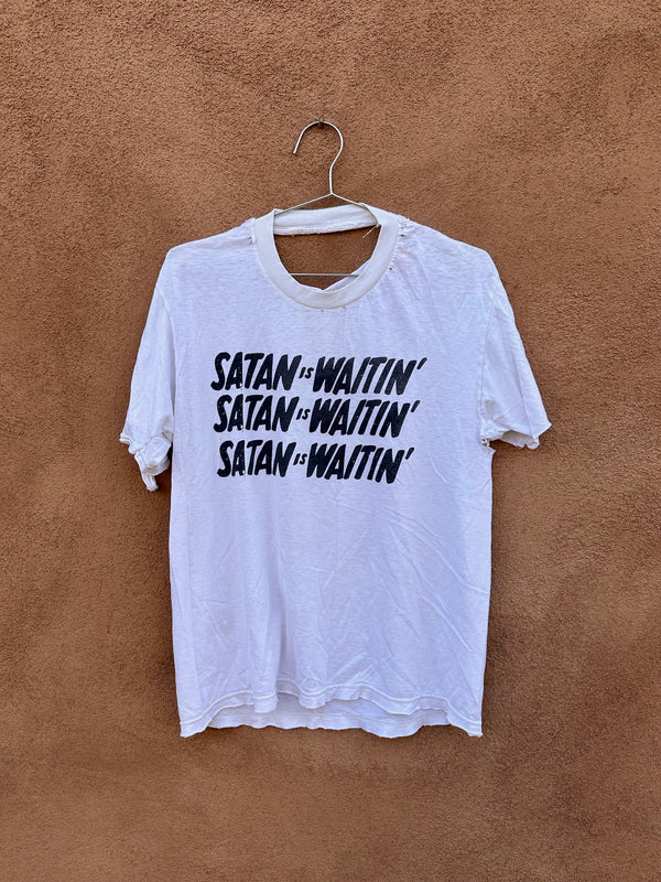 Satan is Waitin' Thrashed T-shirt