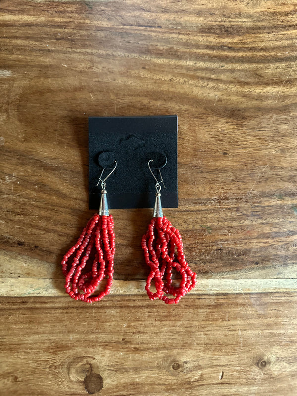 Layered Coral Bead Earrings