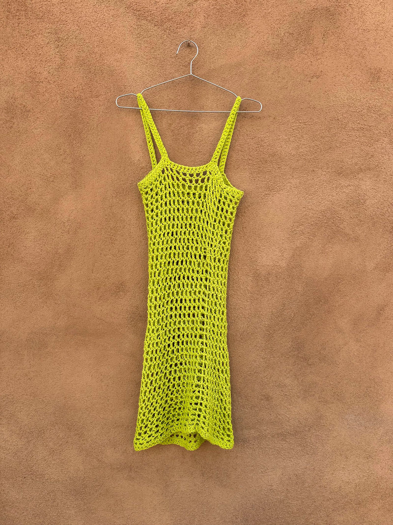 Neon Green Fishnet Strap Dress