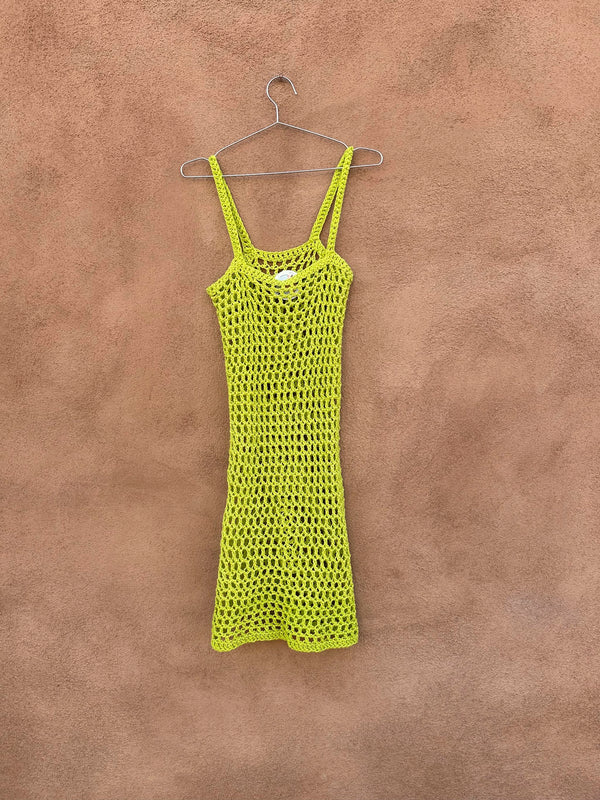 Neon Green Fishnet Strap Dress
