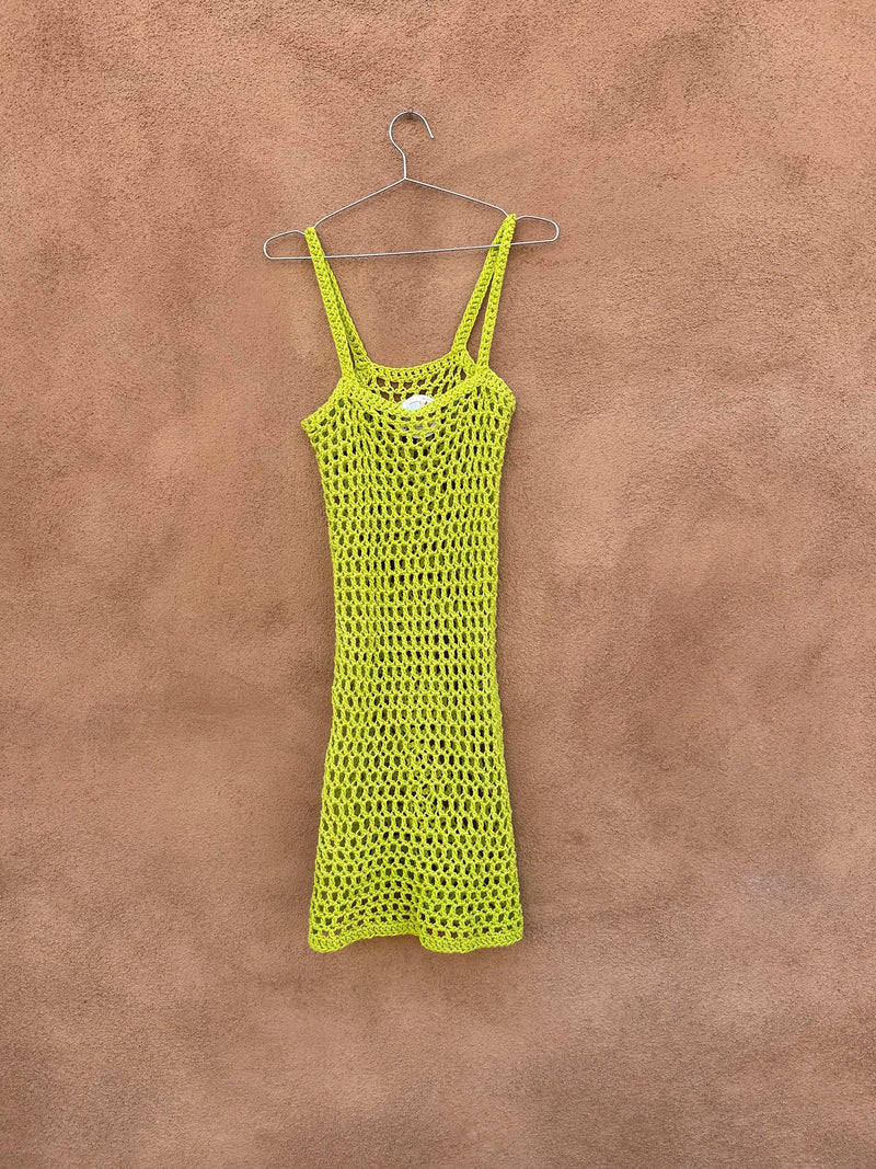 Neon Green Fishnet Strap Dress