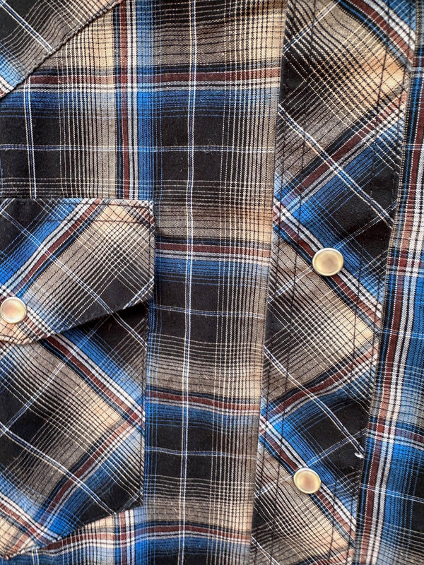 Wrangler Blue & Earthtone Plaid Western Shirt