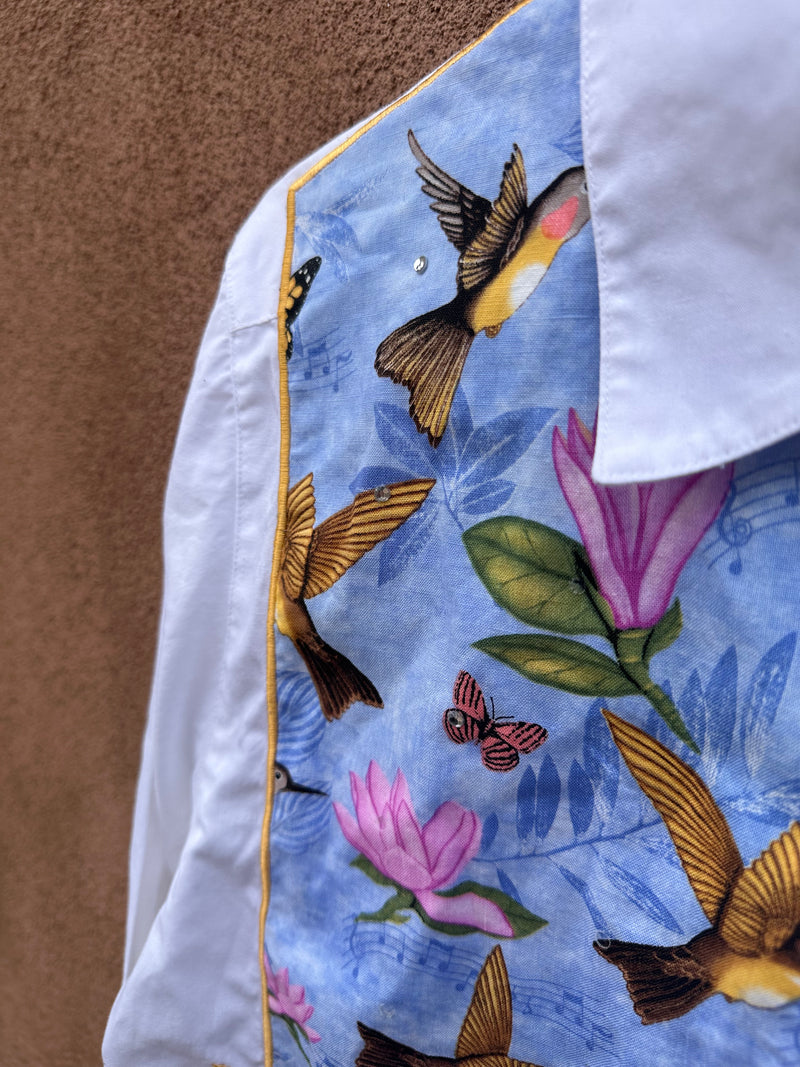 Quacker Factory Hummingbird & Rhinestones Blouse