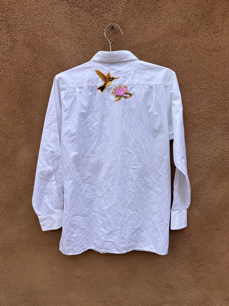 Quacker Factory Hummingbird & Rhinestones Blouse