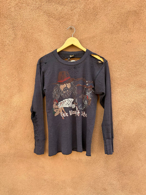 Early 80's Thrashed Harley Davidson Waffle Knit Thermal - Our Way of Life