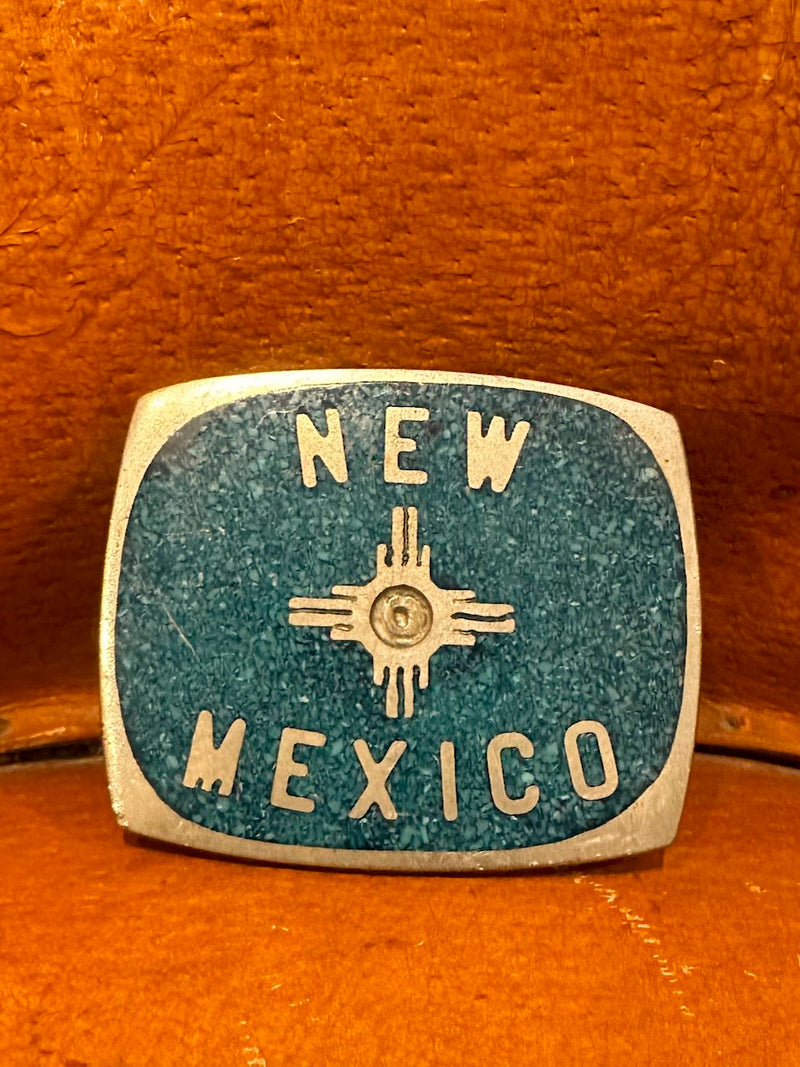 1960's New Mexico Belt Buckle with Turquoise Flake