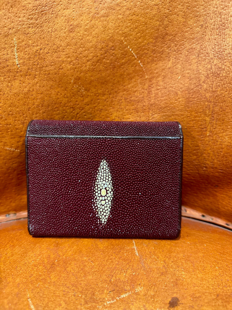 Maroon Stingray Wallet with Snap Pocket