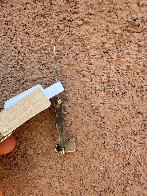 Turquoise and Sterling Silver Hatchet Pin