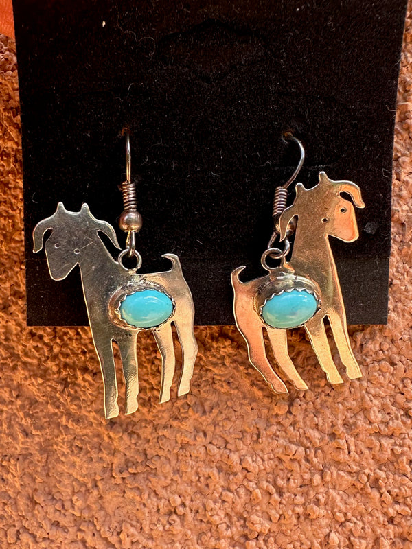 Sterling Goats with Turquoise Earrings