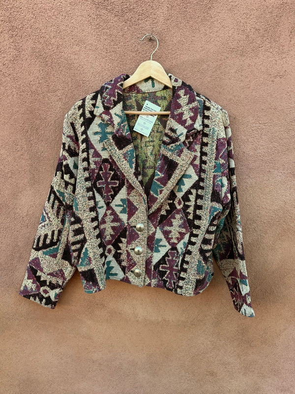 Southwest Style Tapestry Jacket with Concho Buttons