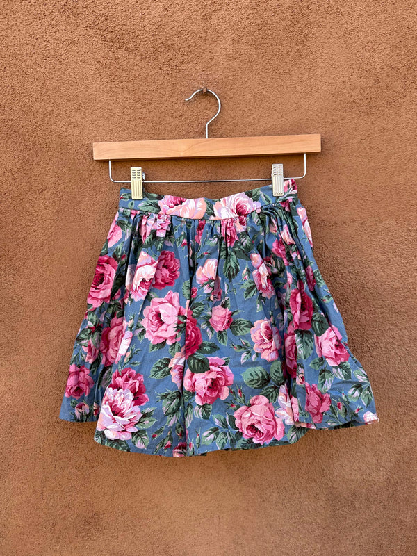 Pleated Blooming Peonies Mini Skirt, w: 22