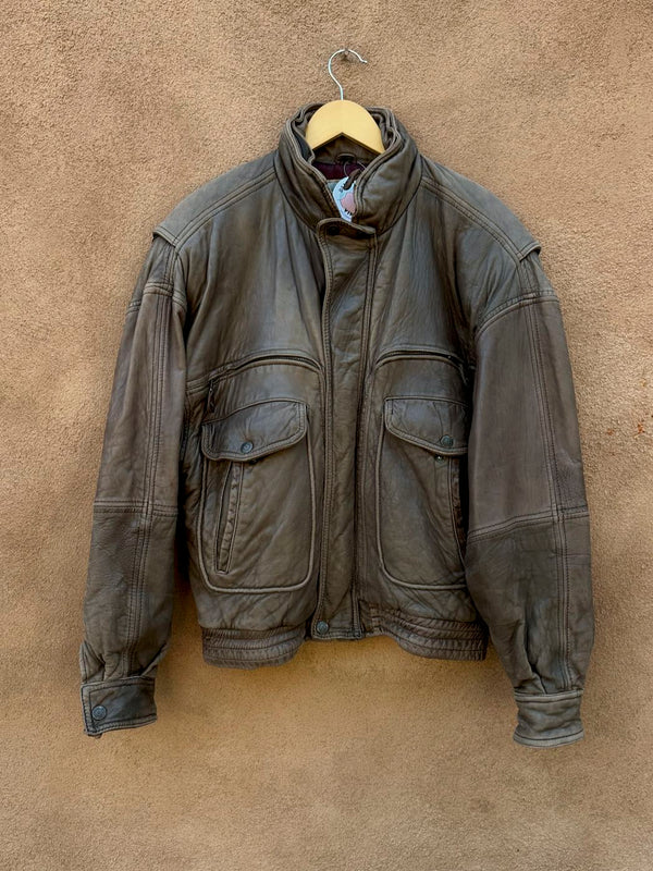 M. Julian Adventures Desert Taupe Leather Bomber, 38
