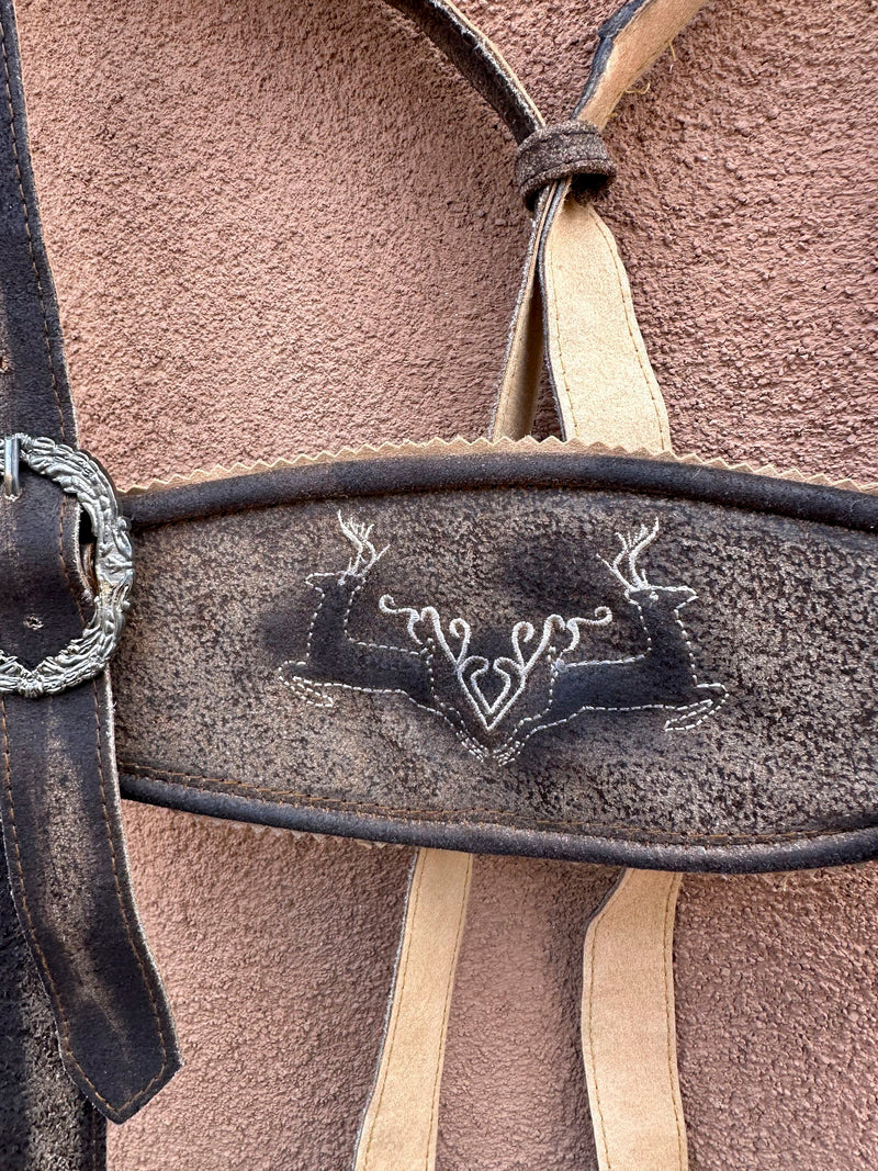 Authentic Buck Bavarian Worn Suede Lederhosen