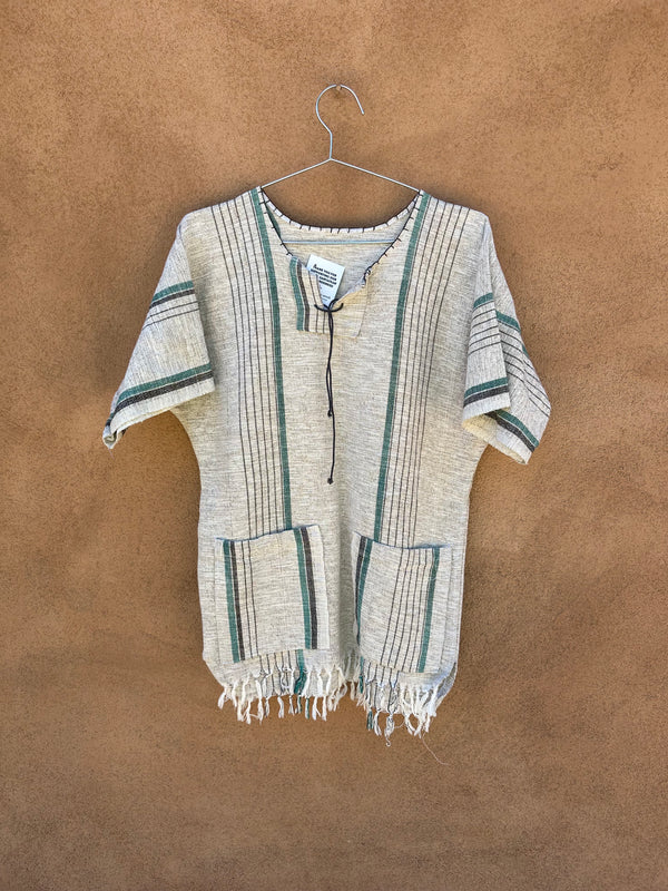 Earthtone Cotton Mexican Top with Stripes & Pockets