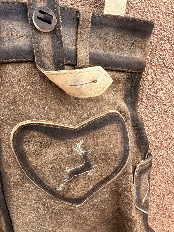 Authentic Buck Bavarian Worn Suede Lederhosen