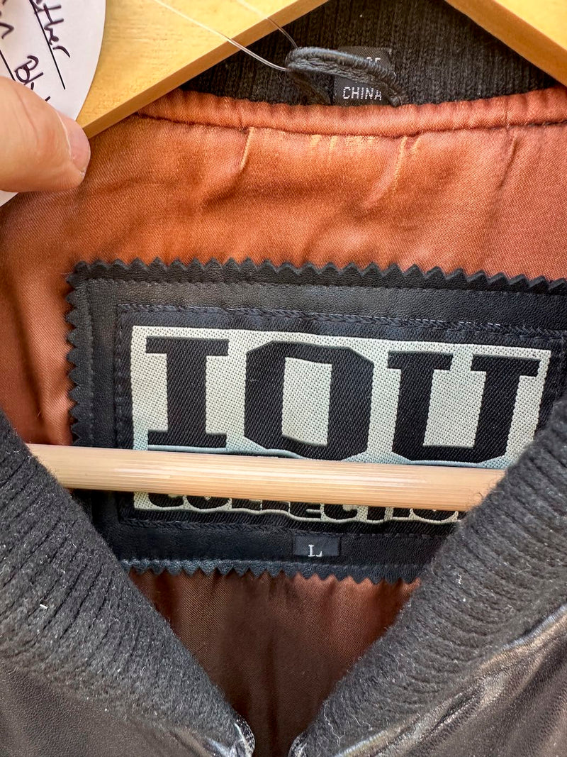 90's IOU Leather Collection Black Leather Bomber