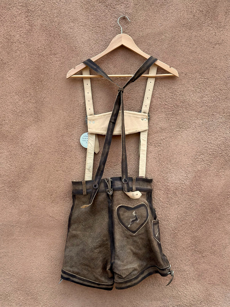 Authentic Buck Bavarian Worn Suede Lederhosen