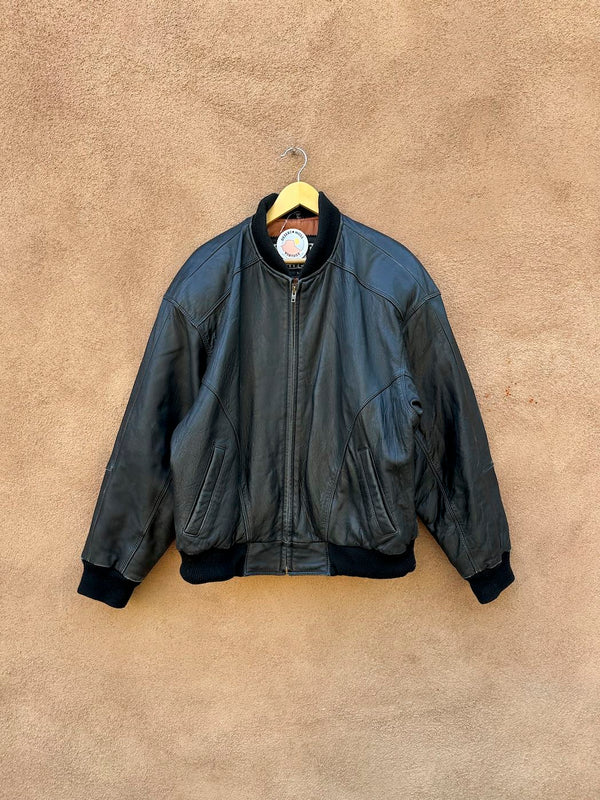 90's IOU Leather Collection Black Leather Bomber