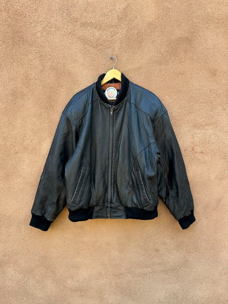 90's IOU Leather Collection Black Leather Bomber