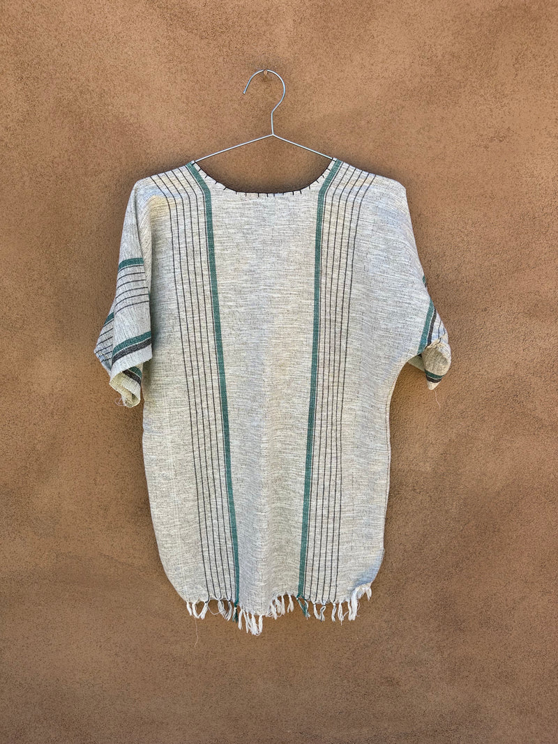 Earthtone Cotton Mexican Top with Stripes & Pockets