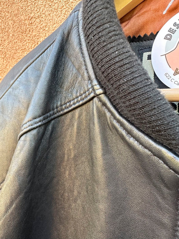 90's IOU Leather Collection Black Leather Bomber