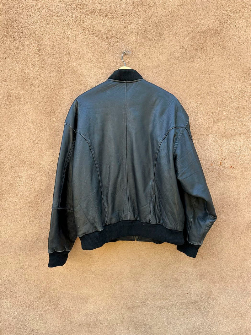 90's IOU Leather Collection Black Leather Bomber