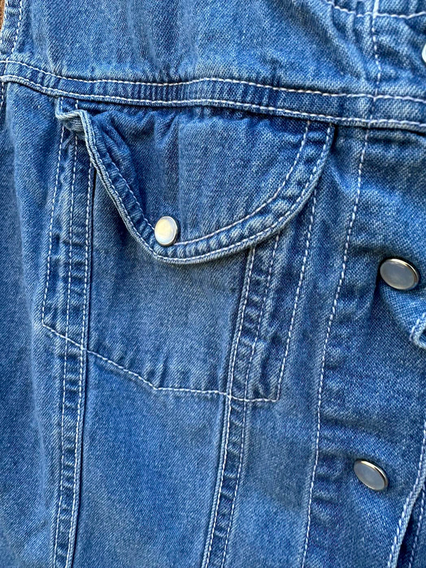 Y2K Xhilaration Denim Pearl Snap Tank Top