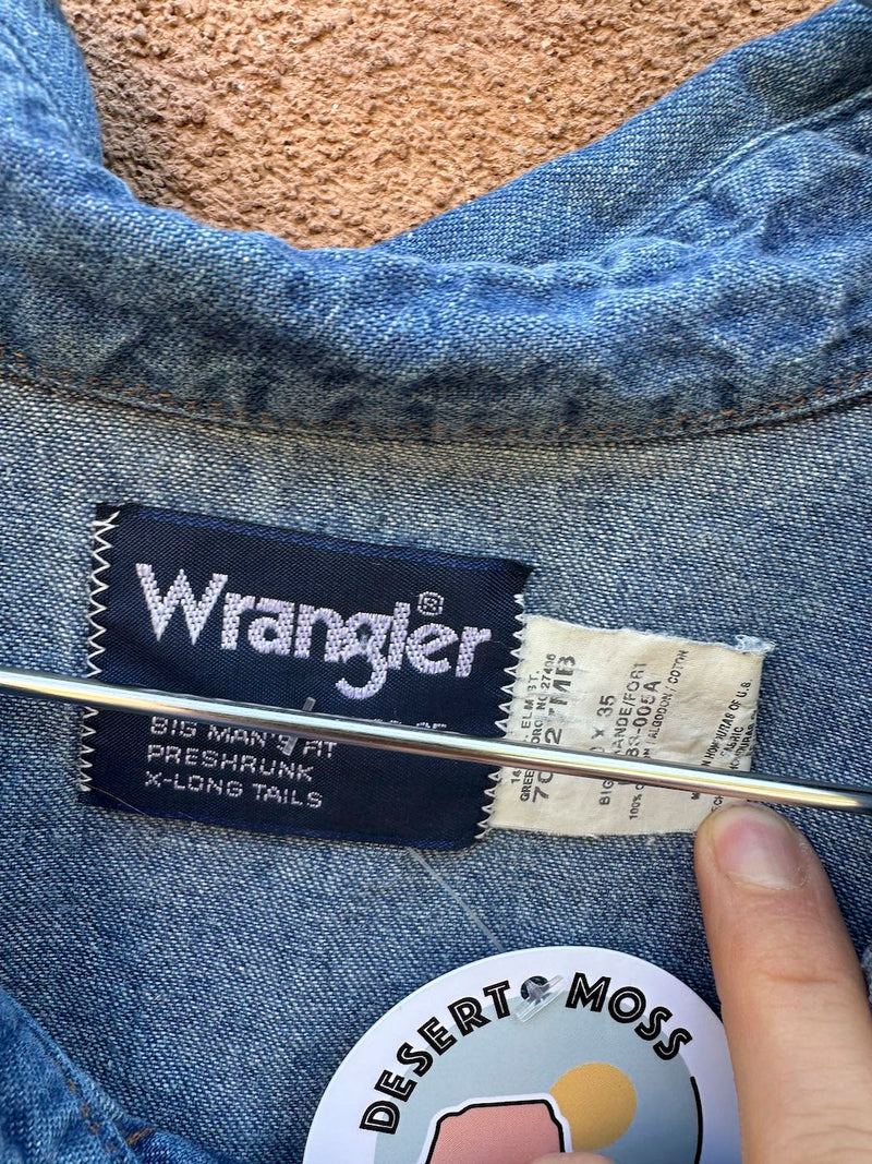 Wrangler Denim Pearl Snap Shirt - Big Man's Fit