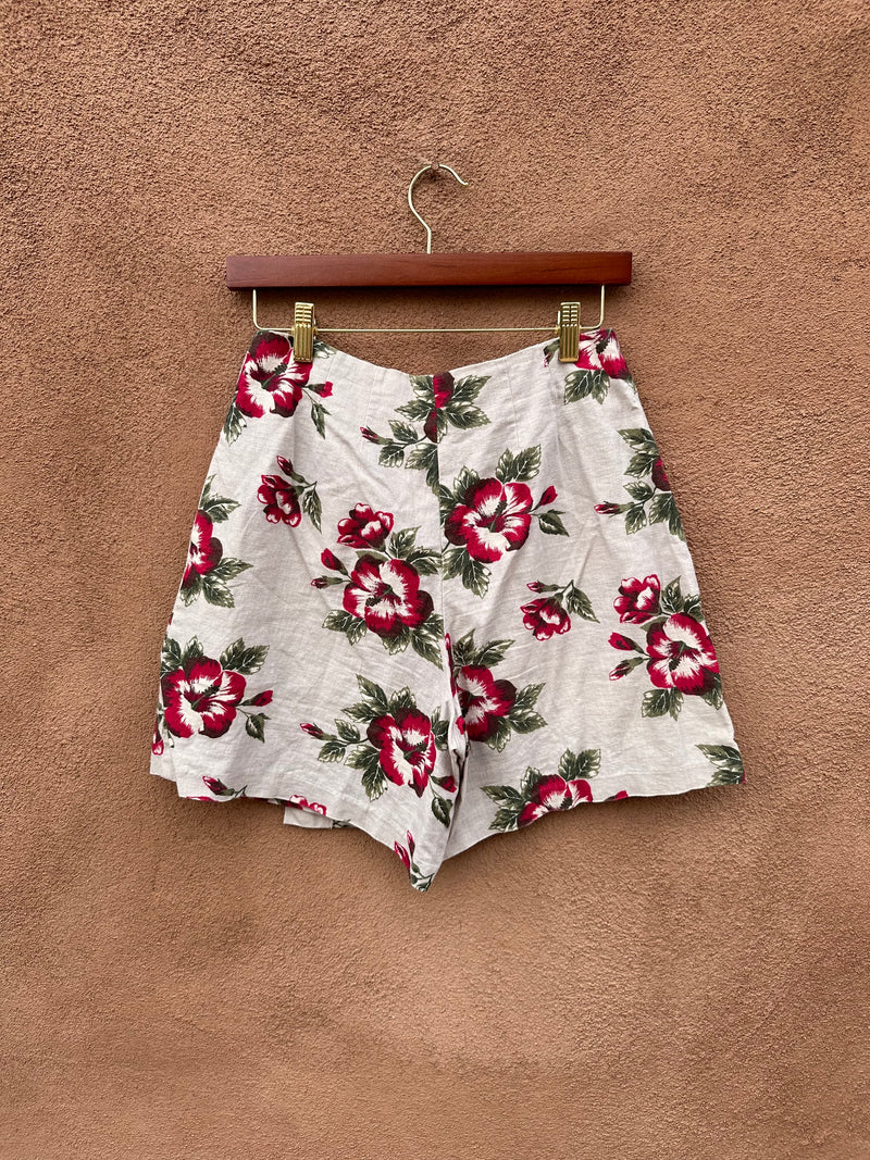 Kathie Lee Linen/Cotton Hibiscus Skort