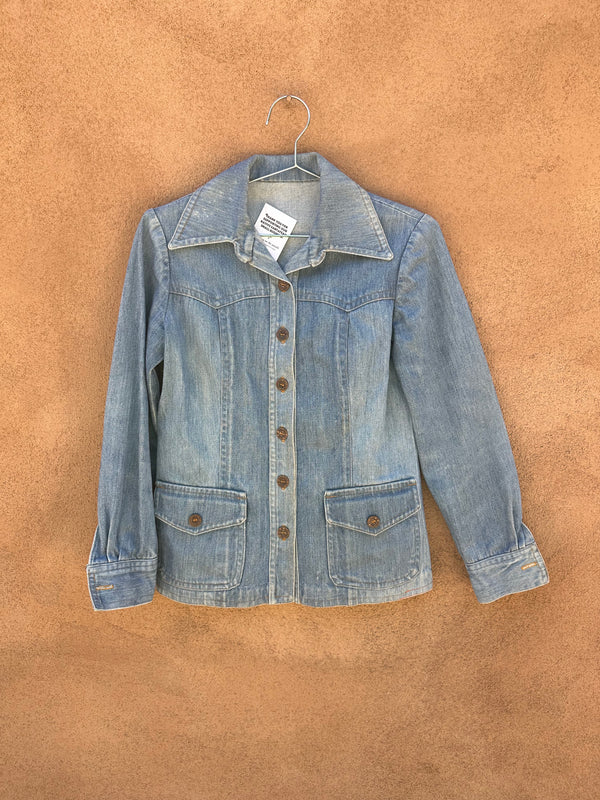 Light Wash Denim Dungarees 1970's Jacket