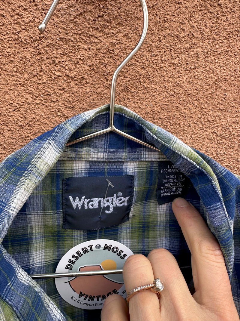 Blue & Green Plaid Wrangler Western Shirt