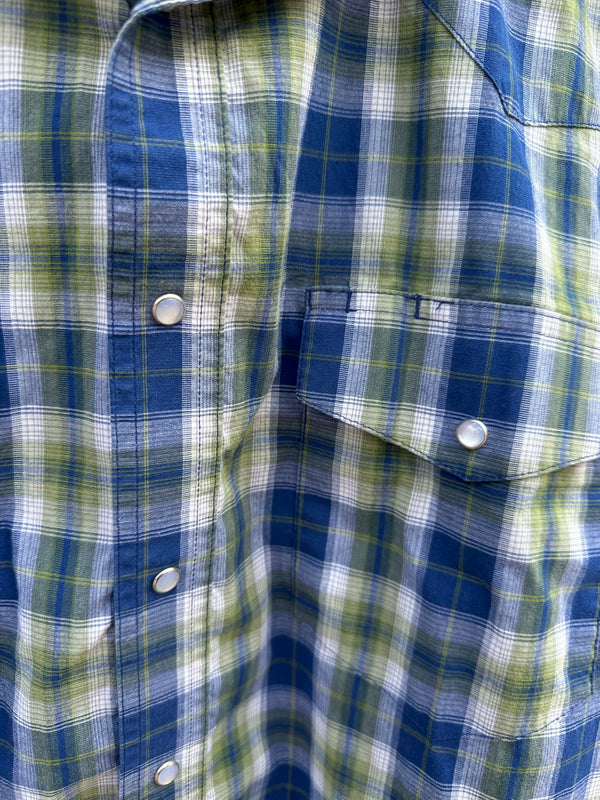 Blue & Green Plaid Wrangler Western Shirt